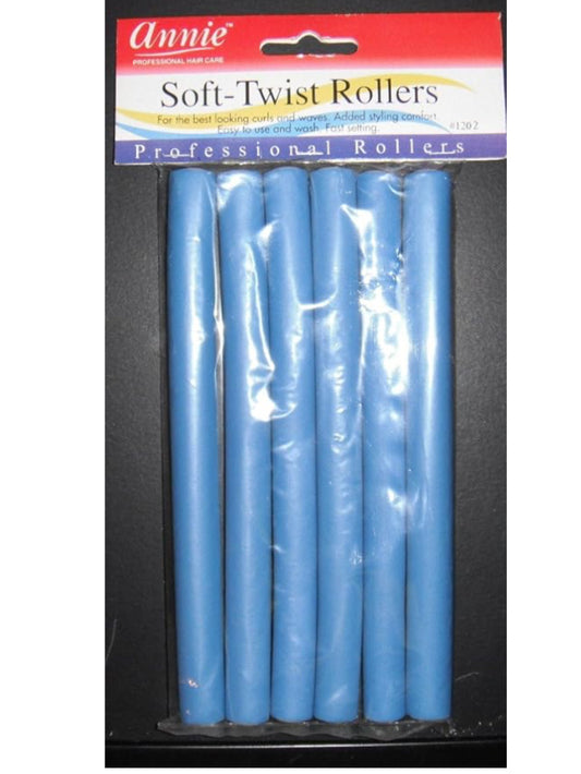 Annie 01202 Soft Twist Rollers, Blue, 6 Count