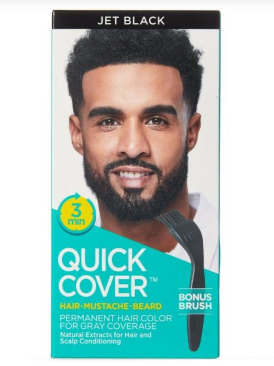 Kiss Quick Cover For Men Permanent Color Hair, Mustache, Beard (Jet Black)