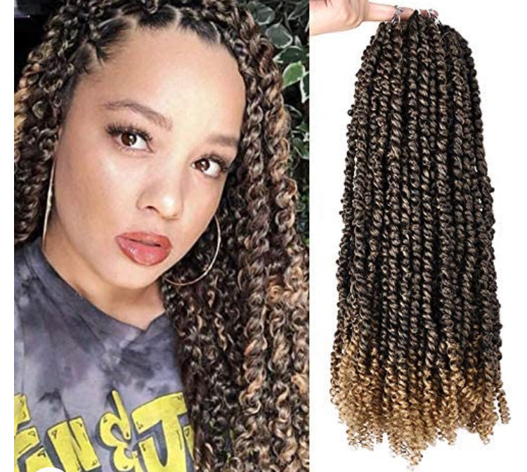 Pre-twisted Passion Twists Synthetic Crochet Braids Pre-looped Spring Bomb Crochet Hair Extensions Fiber Fluffy Curly Twist Braiding Hair T27#, 18 Inch - Tam's Beauty Supply 