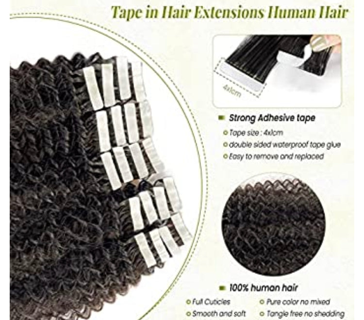 Tape Ins 22” Kinky Curl Natural - Tam's Beauty Supply 